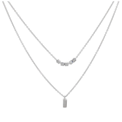 Sterling Silver Double Layer Cube 16 Inch Necklace