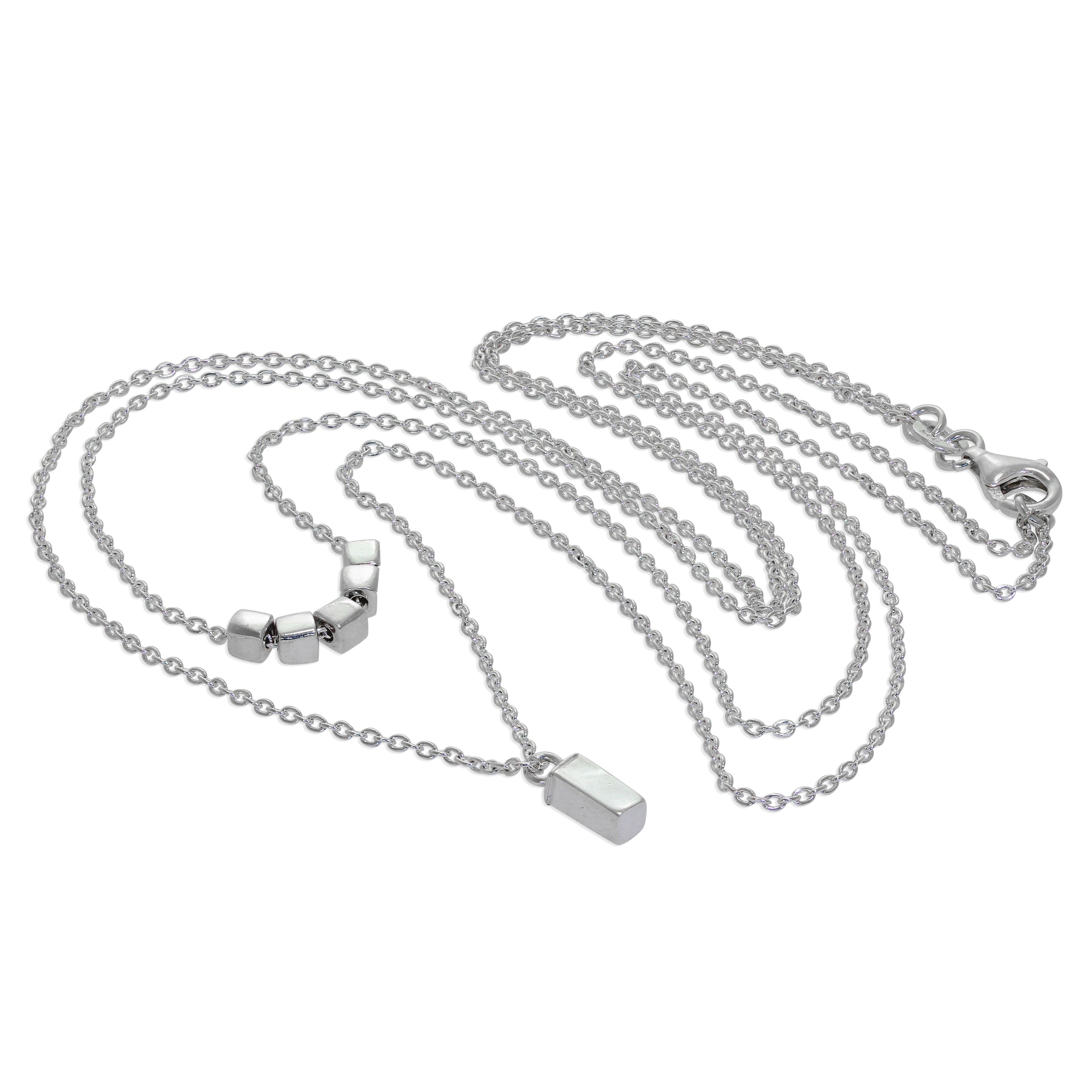 Sterling Silver Double Layer Cube 16 Inch Necklace