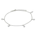 Sterling Silver Clear Crystal Drop Adjustable Anklet