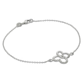 Sterling Silver Interlocking Butterfly Heart Wing Bracelet