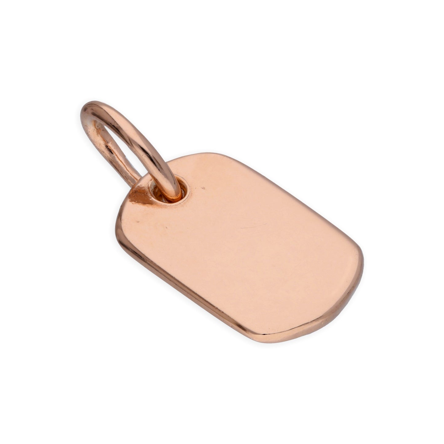 Small Rose Gold Plated Sterling Silver Dog Tag Charm