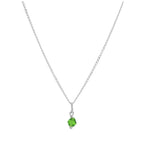 Sterling Silver & Green Crystal Bead Necklace - 14 - 22 Inches