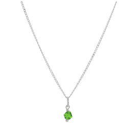 Sterling Silver & Green Crystal Bead Necklace - 14 - 22 Inches
