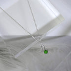 Sterling Silver & Green Crystal Bead Necklace - 14 - 22 Inches