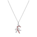 Sterling Silver Candy Cane Bow Red Enamel Necklace - 14 - 24 Inches