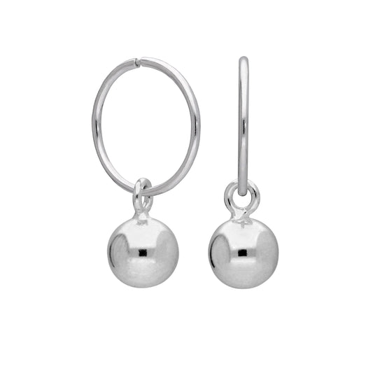 Sterling Silver Bauble Charm Hoop 12mm Earrings