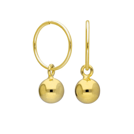 Gold Plated Sterling Silver Bauble Charm Hoop 12mm Earrings - jewellerybox