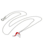 Sterling Silver Christmas Santa Hat HOHOHO Necklace 14 - 22 Inches