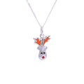 Sterling Silver Red Nose Reindeer Enamel Christmas Necklace