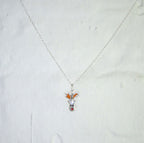 Sterling Silver Red Nose Reindeer Enamel Christmas Necklace