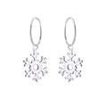 Sterling Silver Snowflake Charm Hoop 12mm Earrings
