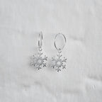 Sterling Silver Snowflake Charm Hoop 12mm Earrings