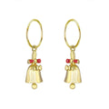 Gold Plated Sterling Silver Jingle Bell Charm Hoop 12mm Earrings