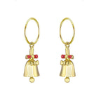 Gold Plated Sterling Silver Jingle Bell Charm Hoop 12mm Earrings