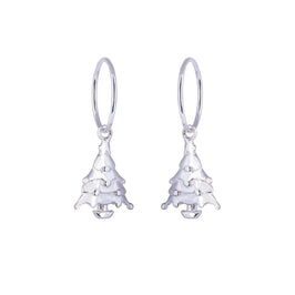 Sterling Silver Christmas Tree Charm Hoop 12mm Earrings