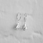 Sterling Silver Christmas Tree Charm Hoop 12mm Earrings