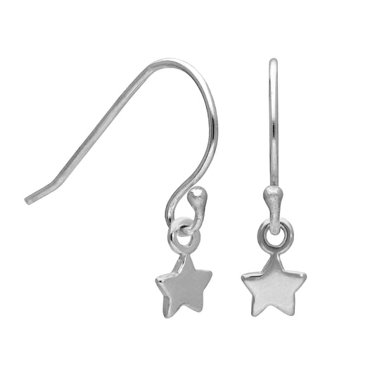 Sterling Silver Tiny Star Fish Hook Earrings
