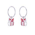 Sterling Silver Christmas Present Charm Hoop 12mm Earrings