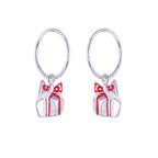 Sterling Silver Christmas Present Charm Hoop 12mm Earrings
