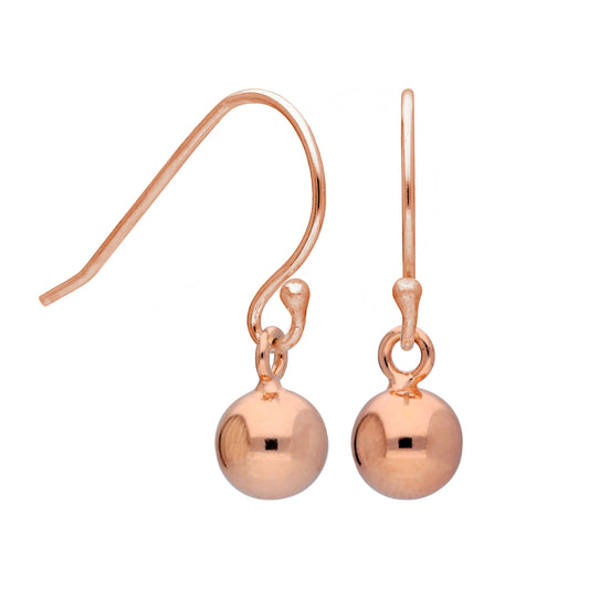 Rose Gold Plated Sterling Silver Bauble Dangle Earrings
