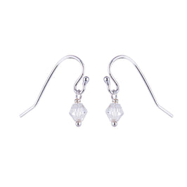 Sterling Silver Clear CZ Bead Dangle Earrings
