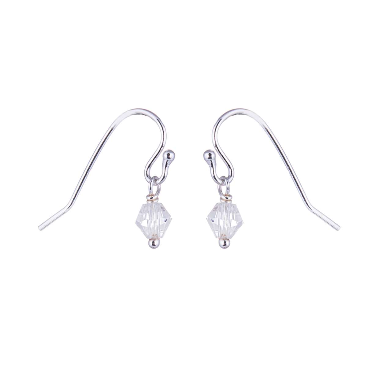 Sterling Silver Clear CZ Bead Dangle Earrings