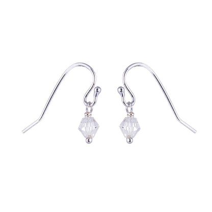Sterling Silver Clear CZ Bead Dangle Earrings