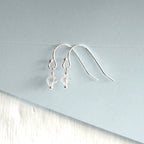 Sterling Silver Clear CZ Bead Dangle Earrings