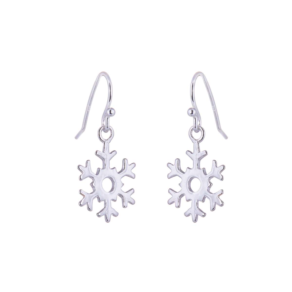 Sterling Silver Snowflake Charm Fishhook Earrings