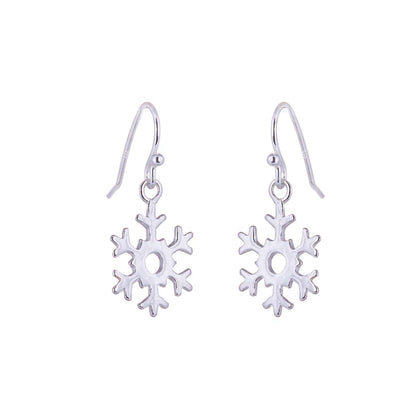 Sterling Silver Snowflake Charm Fishhook Earrings