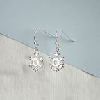 Sterling Silver Snowflake Charm Fishhook Earrings