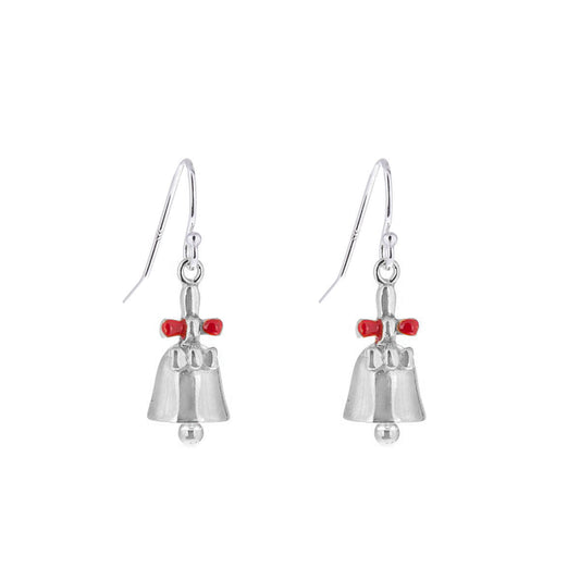 Sterling Silver Jingle Bell Bow Fishhook Earrings