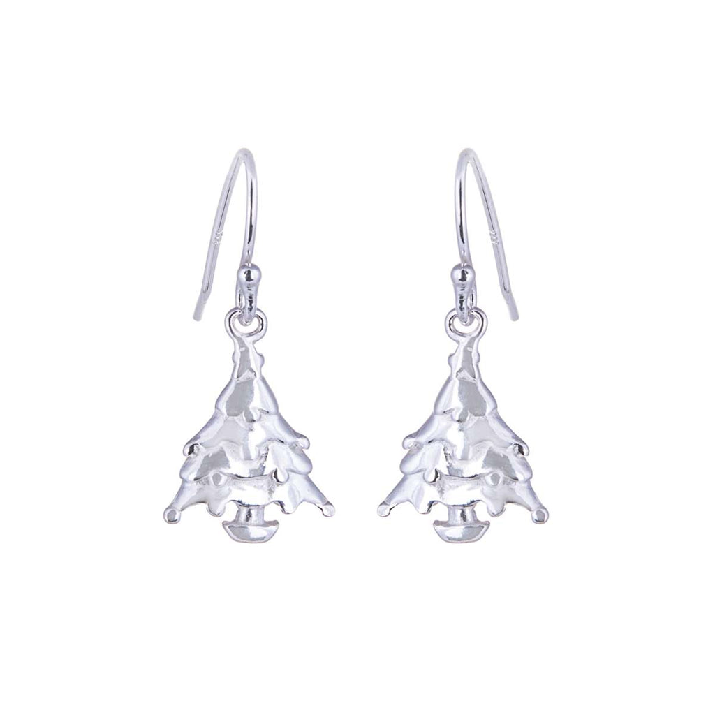 Sterling Silver Christmas Tree Fishhook Earrings