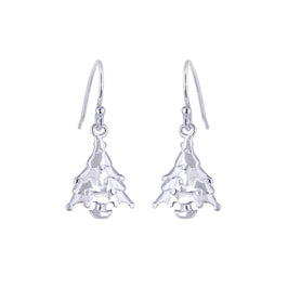 Sterling Silver Christmas Tree Fishhook Earrings