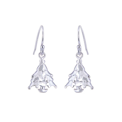 Sterling Silver Christmas Tree Fishhook Earrings