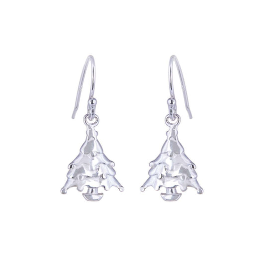 Sterling Silver Christmas Tree Fishhook Earrings