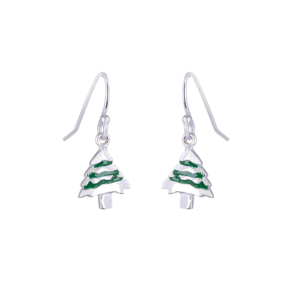 Sterling Silver Christmas Tree Charm Fishhook Earrings