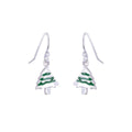 Sterling Silver Christmas Tree Charm Fishhook Earrings