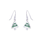 Sterling Silver Christmas Tree Charm Fishhook Earrings