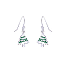 Sterling Silver Christmas Tree Charm Fishhook Earrings