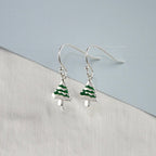 Sterling Silver Christmas Tree Charm Fishhook Earrings