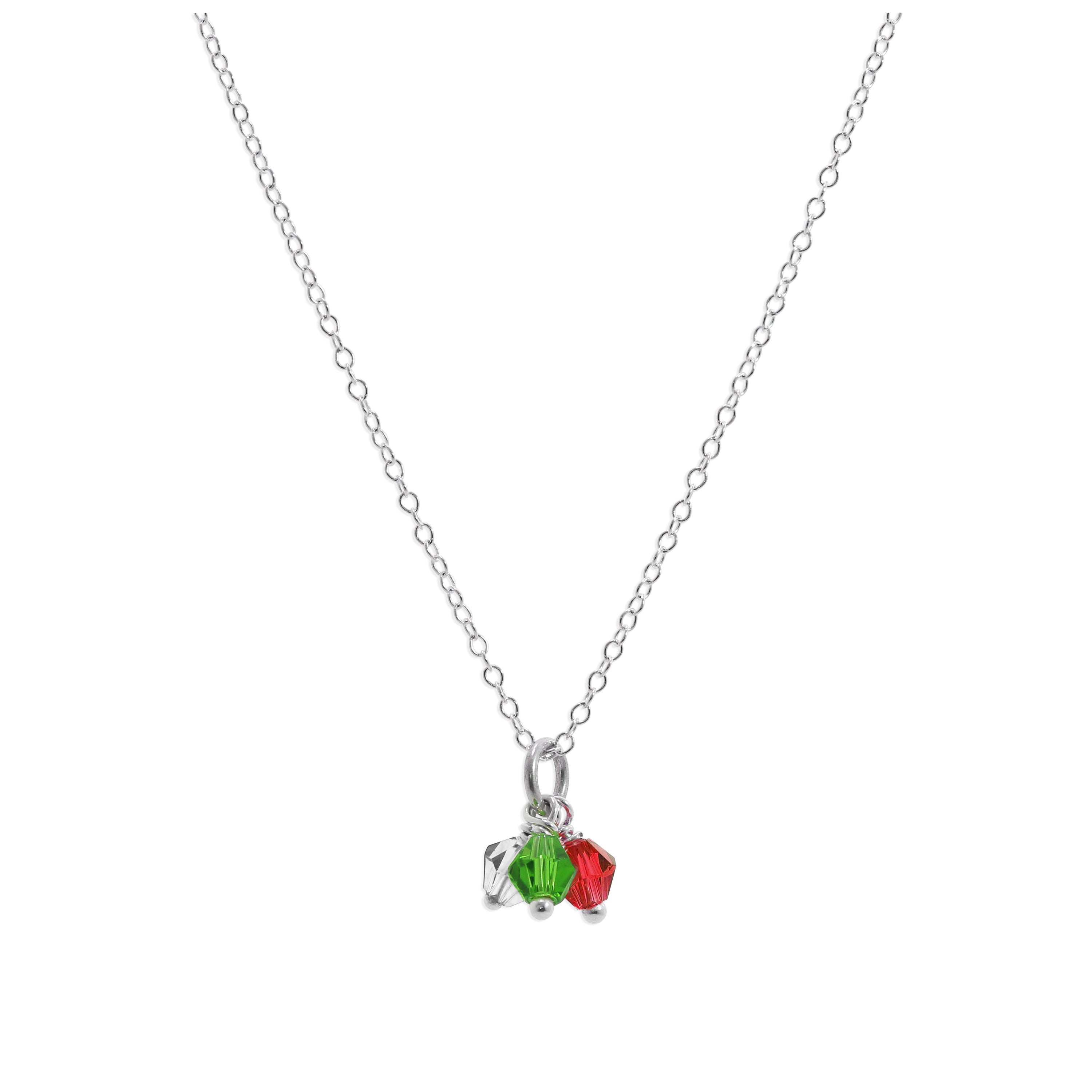 Sterling Silver Tricolour CZ Bead Necklace 14 - 32 Inches