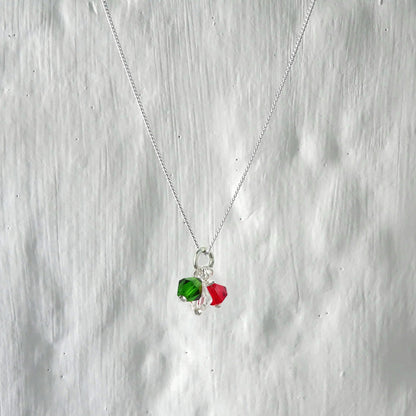 Sterling Silver Tricolour CZ Bead Necklace 14 - 32 Inches