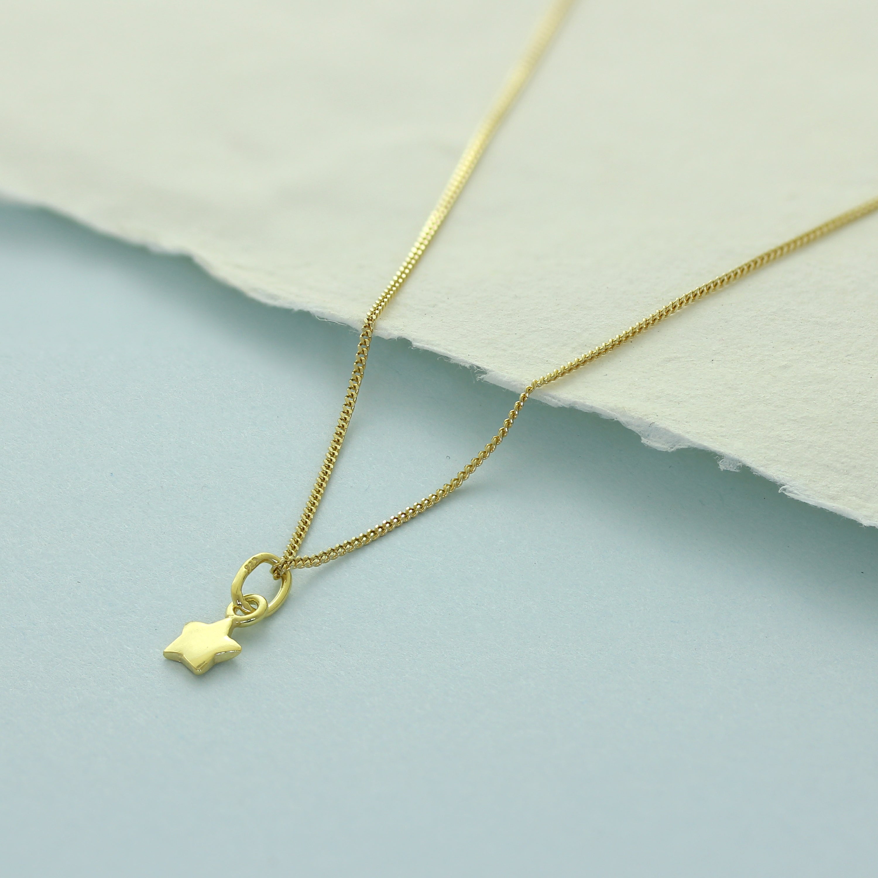 Gold Plated Sterling Silver Tiny Star Necklace 14 - 32 Inches