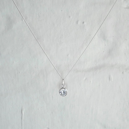 Sterling Silver 5mm Clear CZ Rubover Necklace 16 - 32 Inches