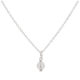 Sterling Silver Faceted Crystal Bead Necklace - 16 - 32 Inches