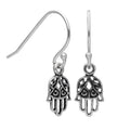 Sterling Silver Hamsa Hand Fishhook Earrings