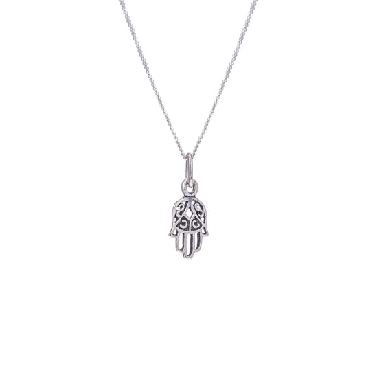 Sterling Silver Hamsa Hand Necklace 16 - 32 Inches