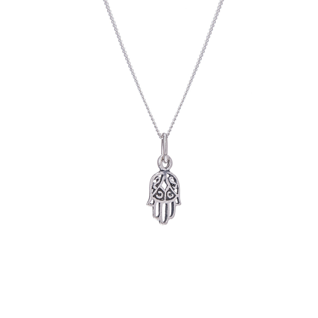 Sterling Silver Hamsa Hand Necklace 14 - 32 Inches