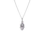 Sterling Silver Hamsa Hand Necklace 14 - 32 Inches